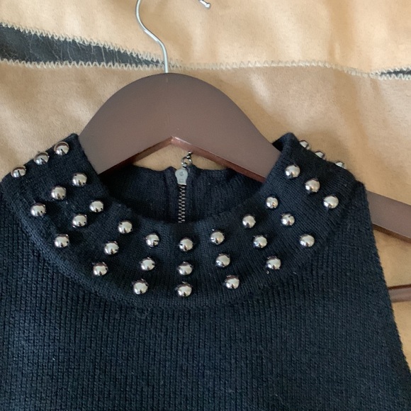 Size small classy black knit top.  Ramy Brook New York.  Silver detailing. - Picture 3 of 5